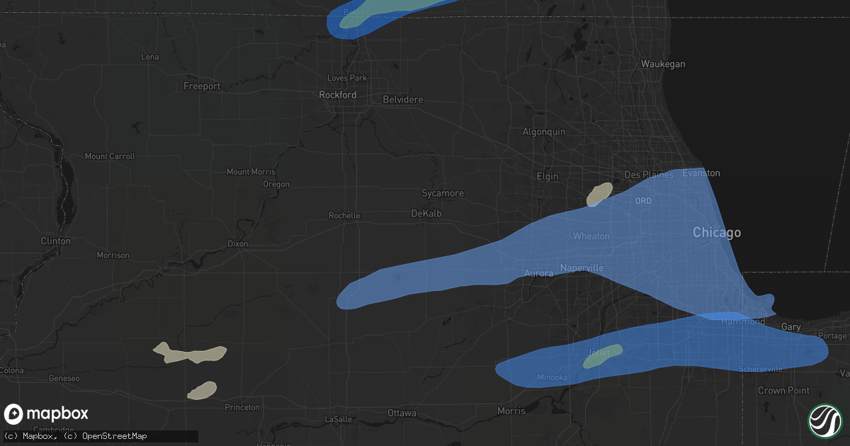 Hail map in Dekalb, IL on July 3, 2026