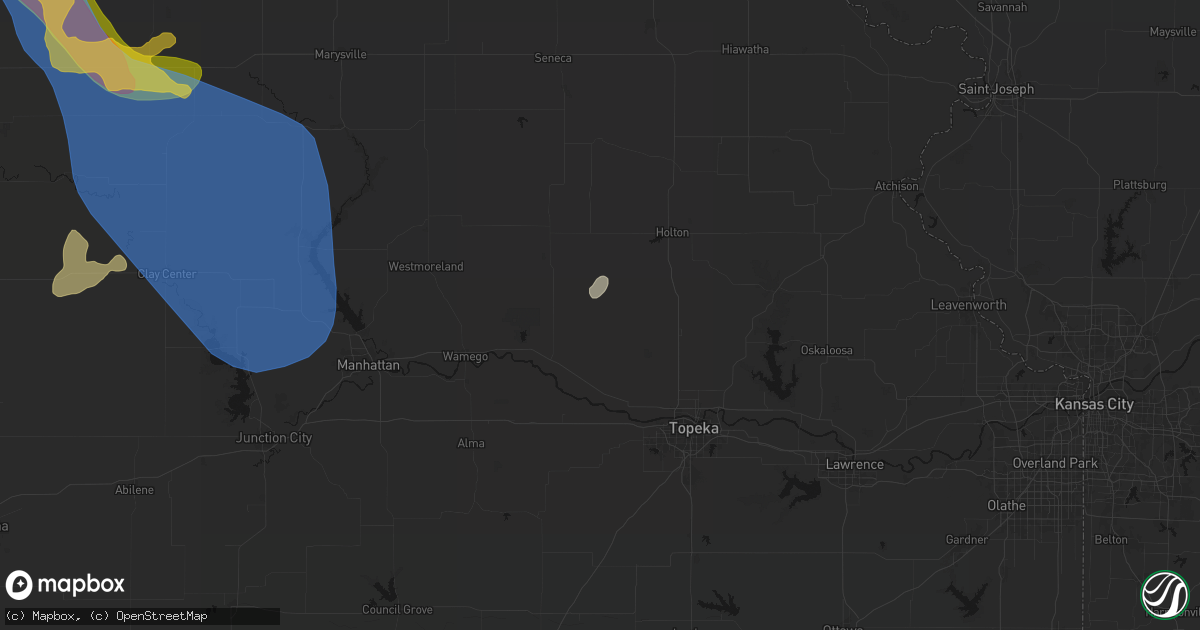 Hail map in Delia, KS on July 3, 2026