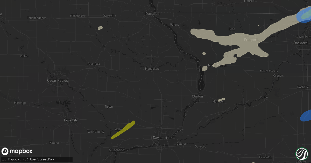 Hail map in Delmar, IA on July 3, 2026