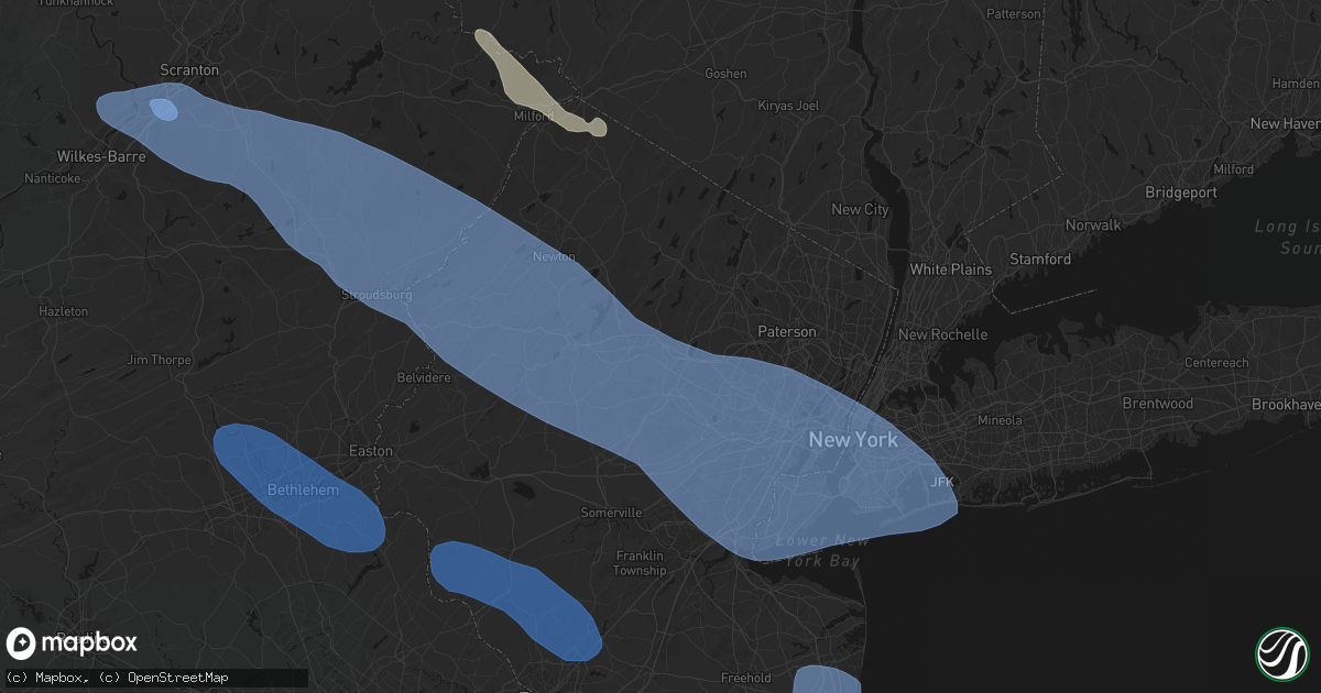 Hail map in Denville, NJ on July 3, 2026