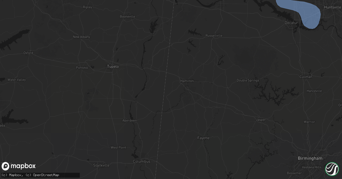 Hail map in Detroit, AL on July 3, 2026