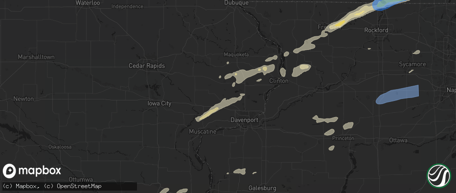 Hail map in Dixon, IA on July 3, 2026