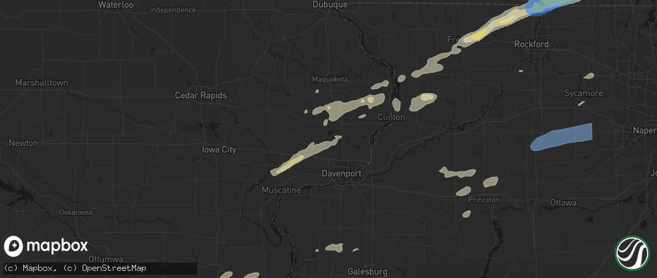 Hail map in Donahue, IA on July 3, 2026
