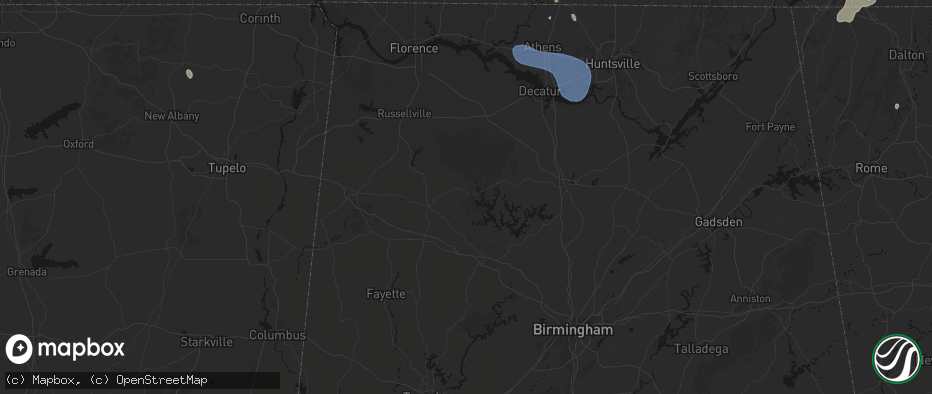 Hail map in Double Springs, AL on July 3, 2026