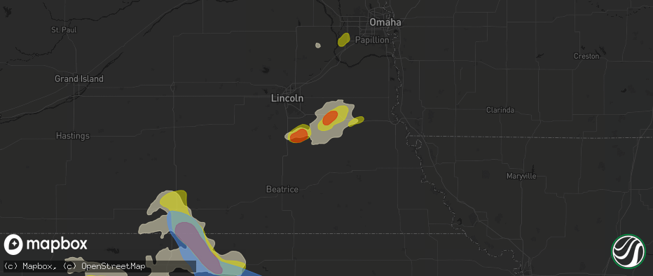 Hail map in Douglas, NE on July 3, 2026
