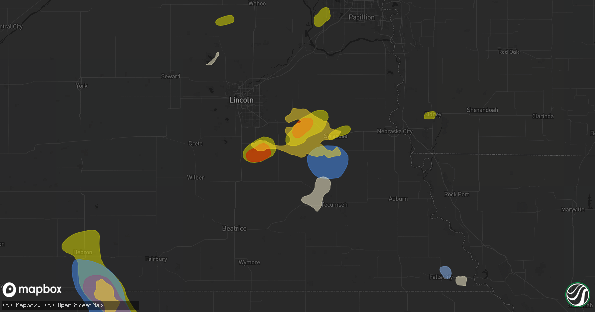 Hail map in Douglas, NE on July 3, 2026