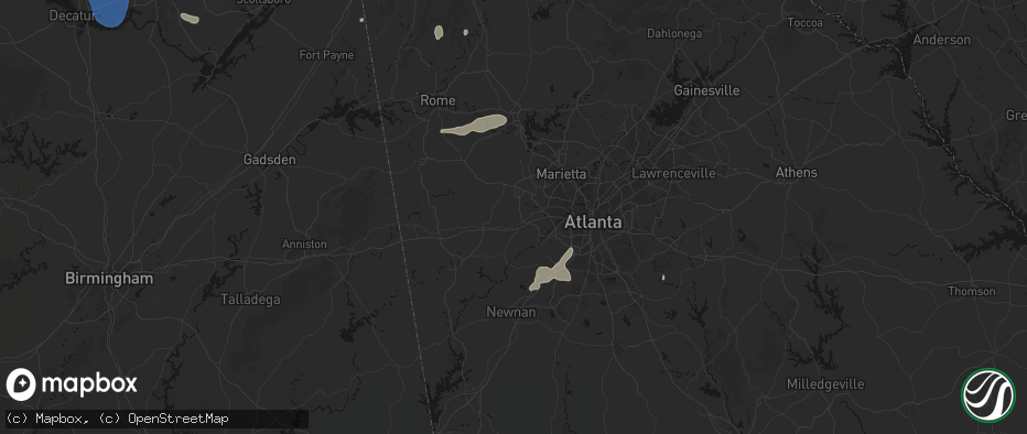 Hail map in Douglasville, GA on July 3, 2026