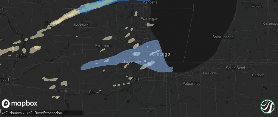 Hail map in Downers Grove, IL on July 3, 2026