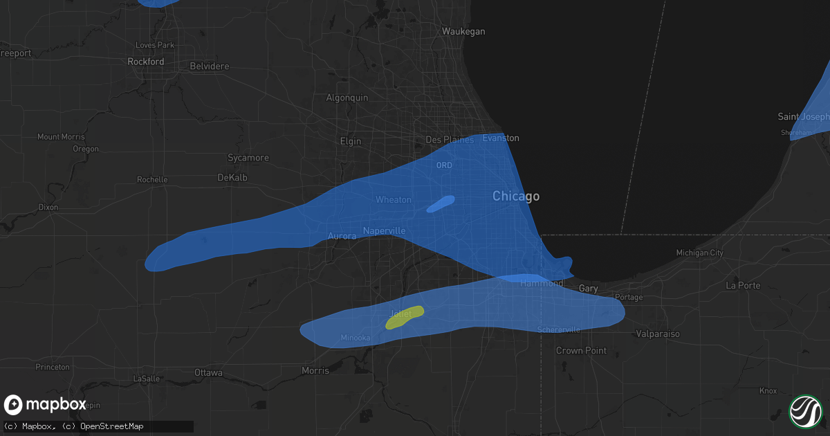 Hail map in Downers Grove, IL on July 3, 2026