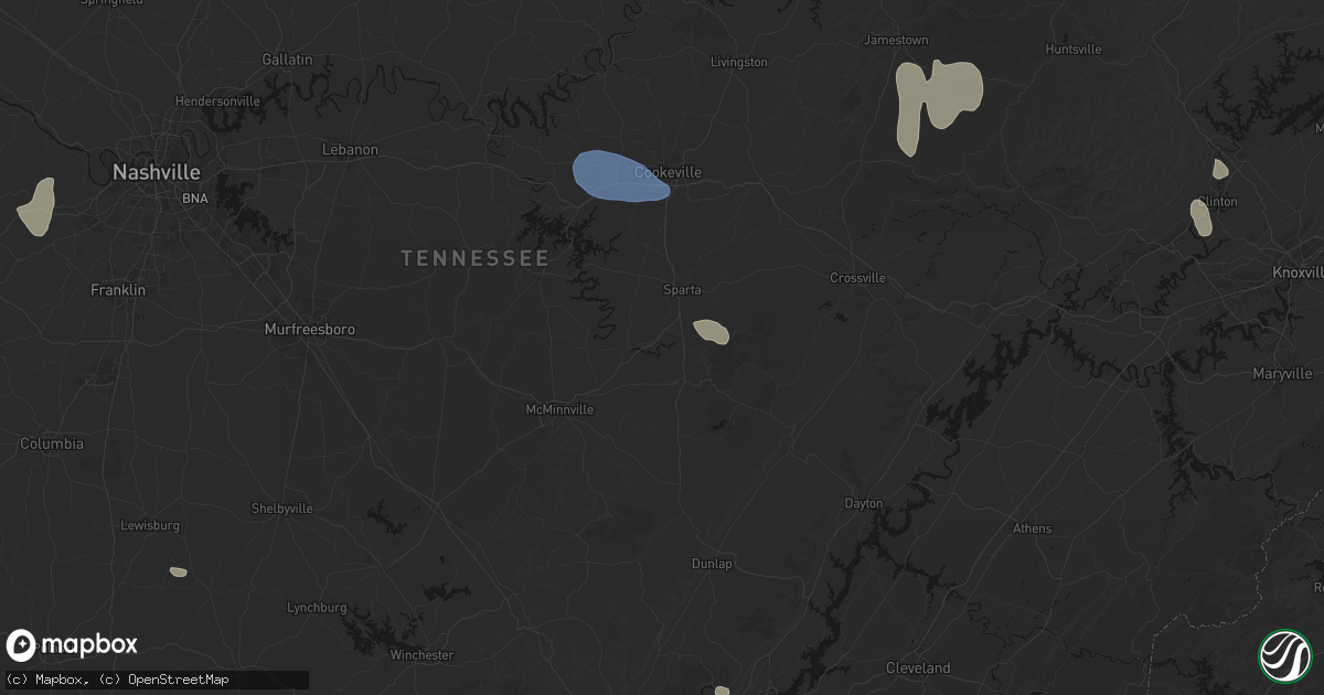 Hail map in Doyle, TN on July 3, 2026