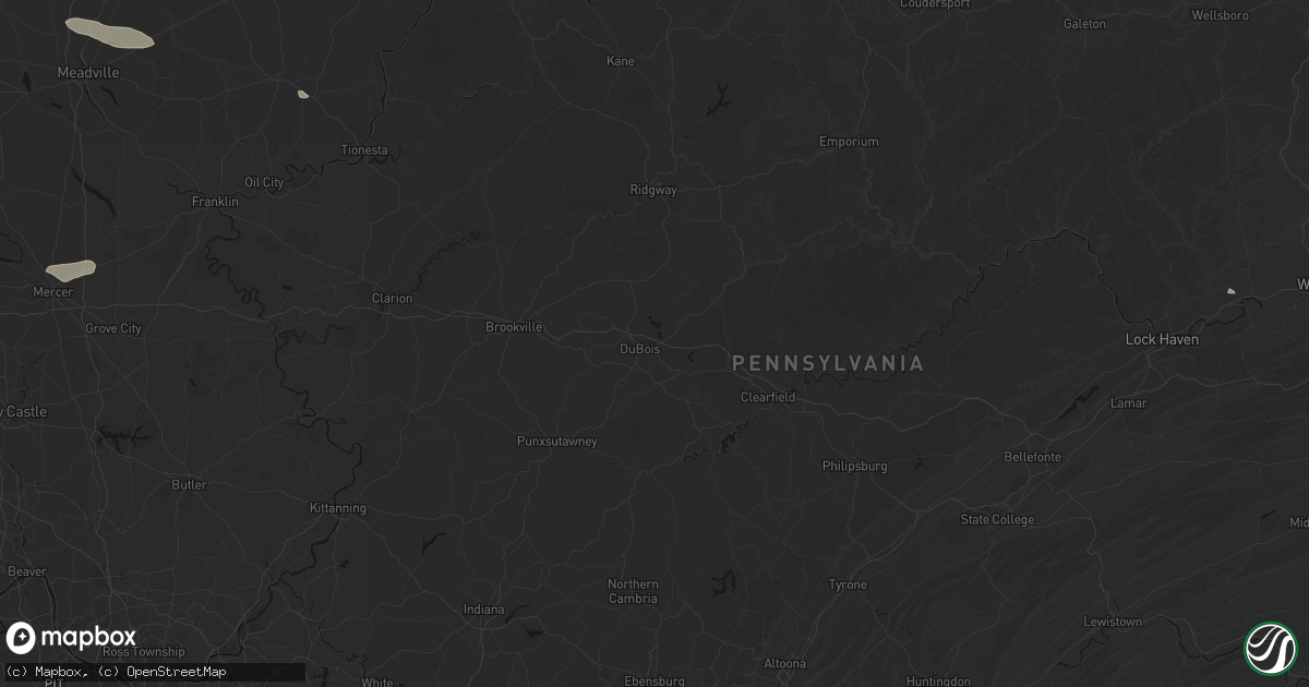 Hail map in Du Bois, PA on July 3, 2026