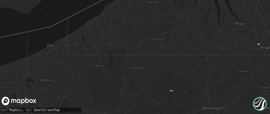 Hail map in Duke Center, PA on July 3, 2026