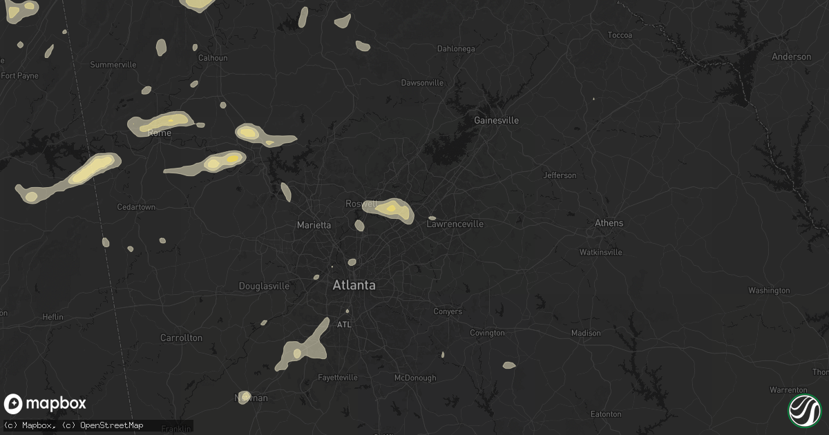 Hail map in Duluth, GA on July 3, 2026