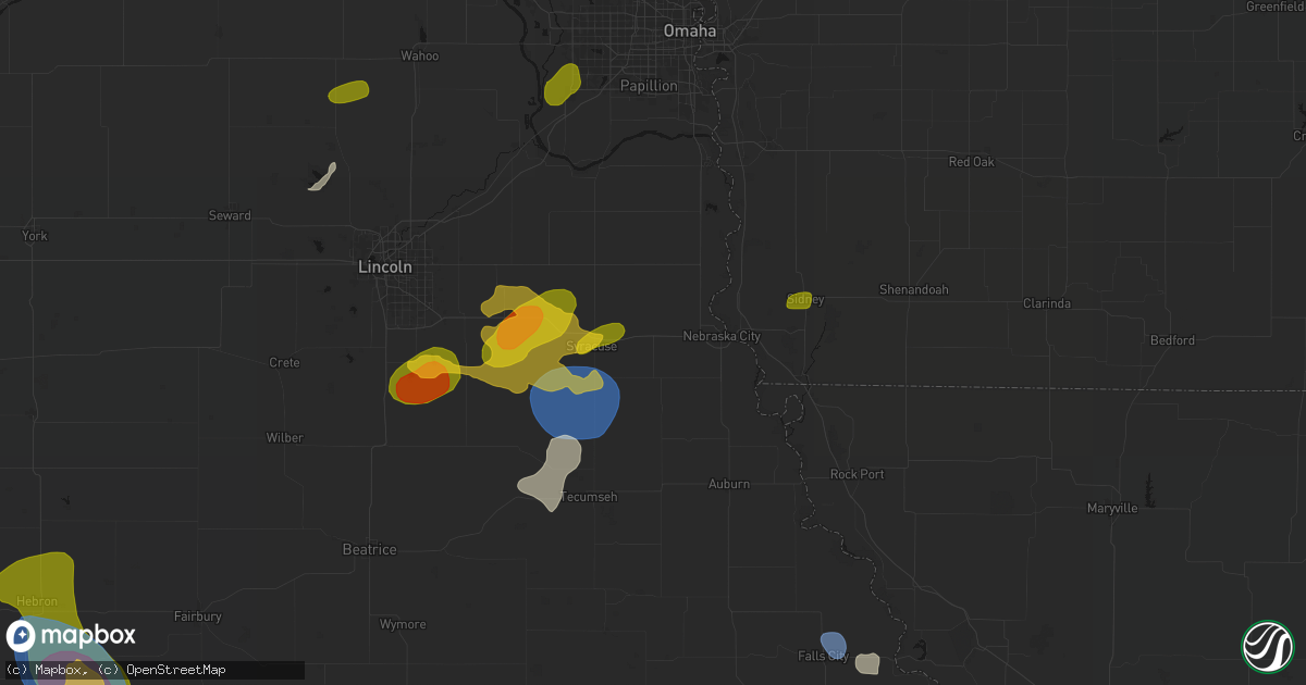 Hail map in Dunbar, NE on July 3, 2026