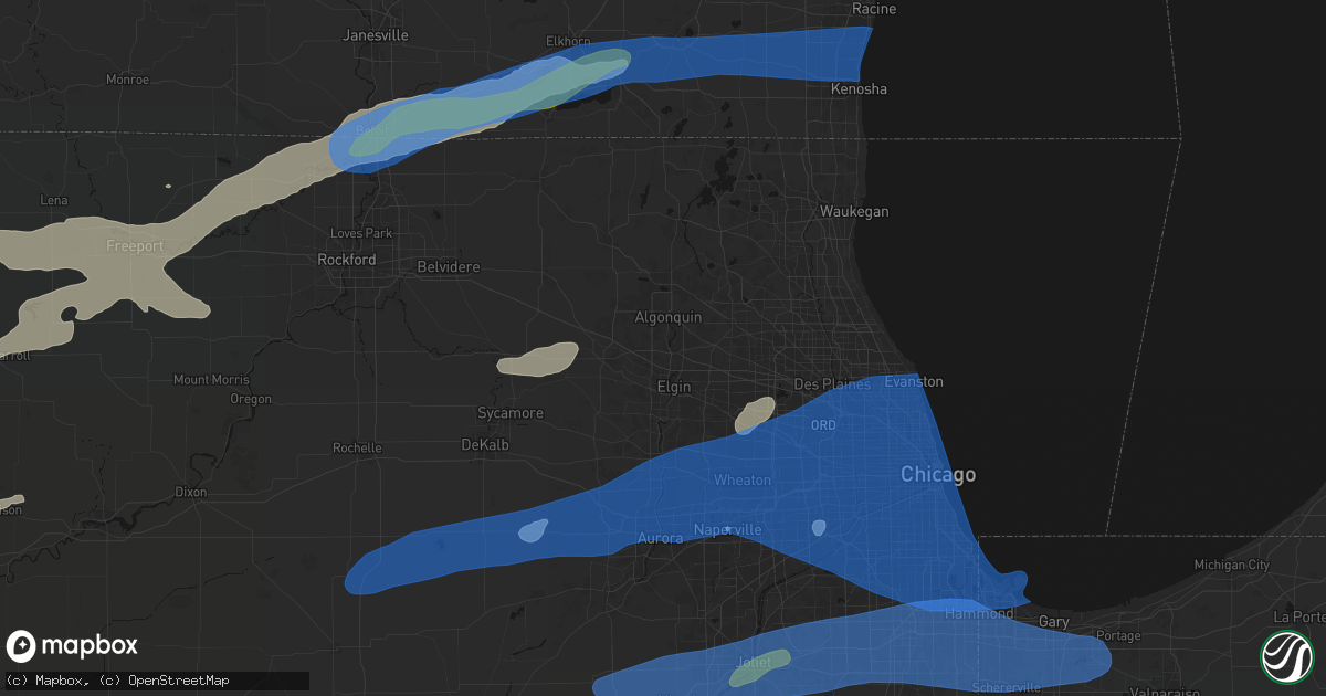 Hail map in Dundee, IL on July 3, 2026