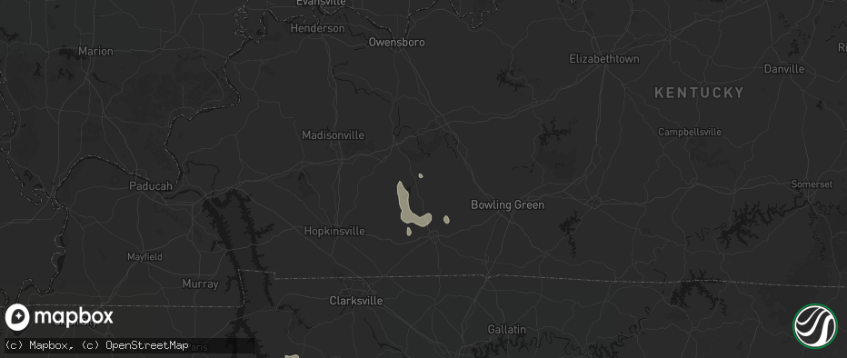 Hail map in Dunmor, KY on July 3, 2026