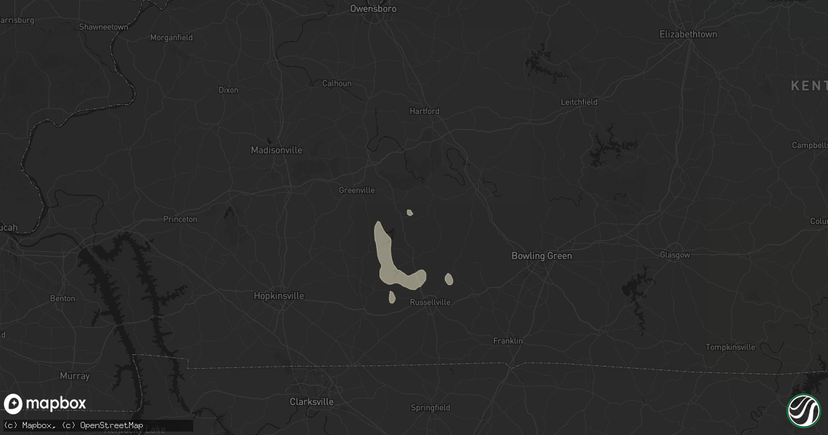 Hail map in Dunmor, KY on July 3, 2026