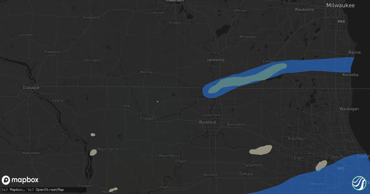 Hail map in Durand, IL on July 3, 2026