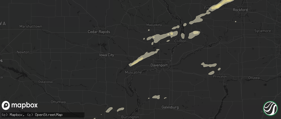 Hail map in Durant, IA on July 3, 2026