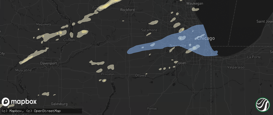 Hail map in Earlville, IL on July 3, 2026