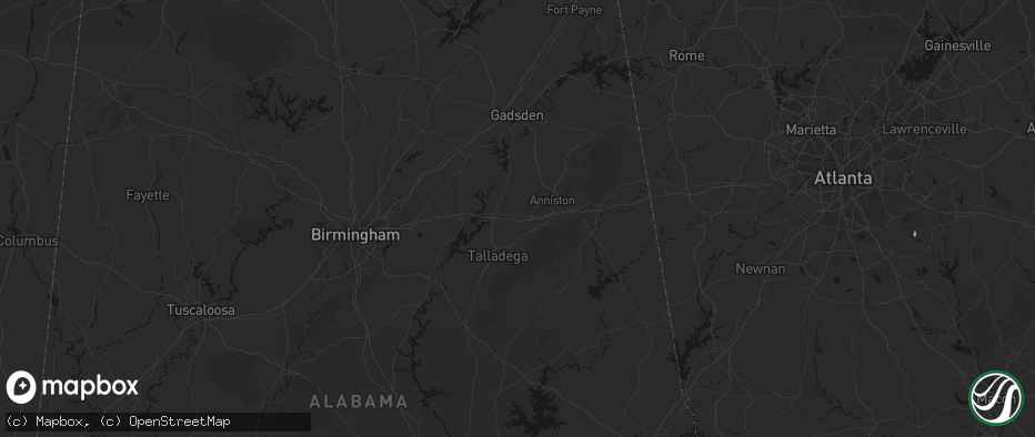 Hail map in Eastaboga, AL on July 3, 2026