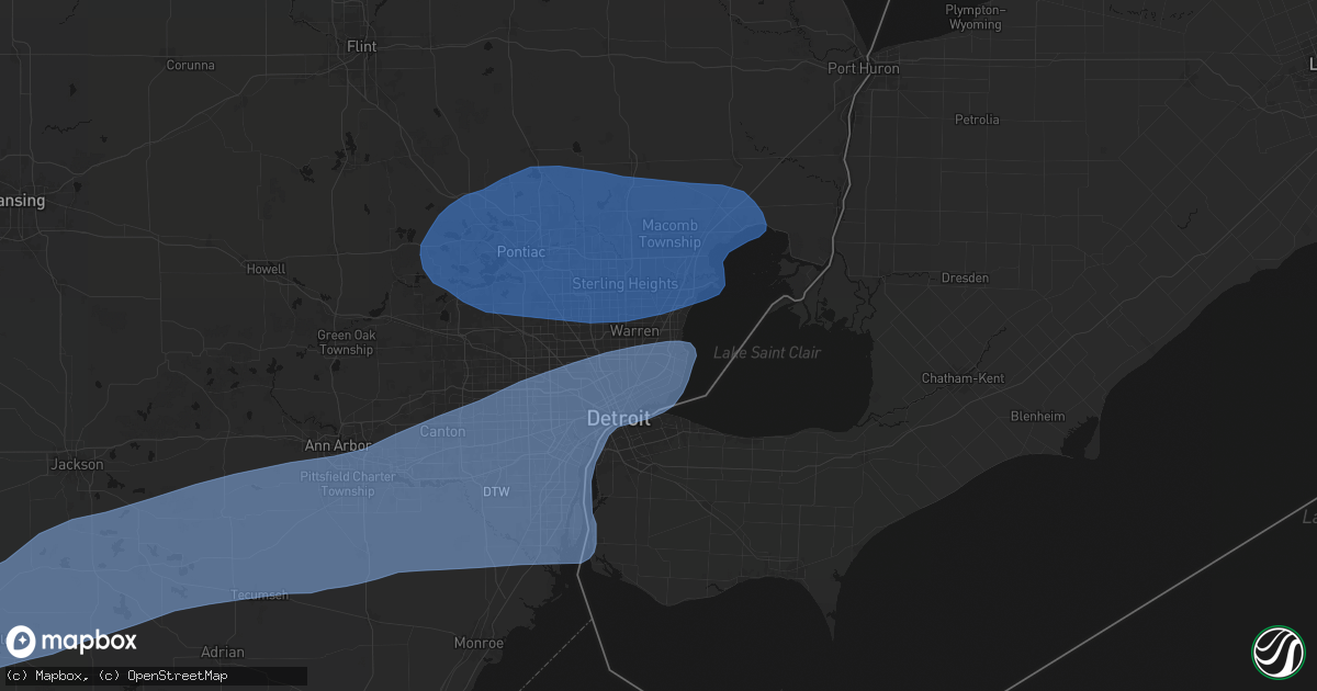 Hail map in Eastpointe, MI on July 3, 2026