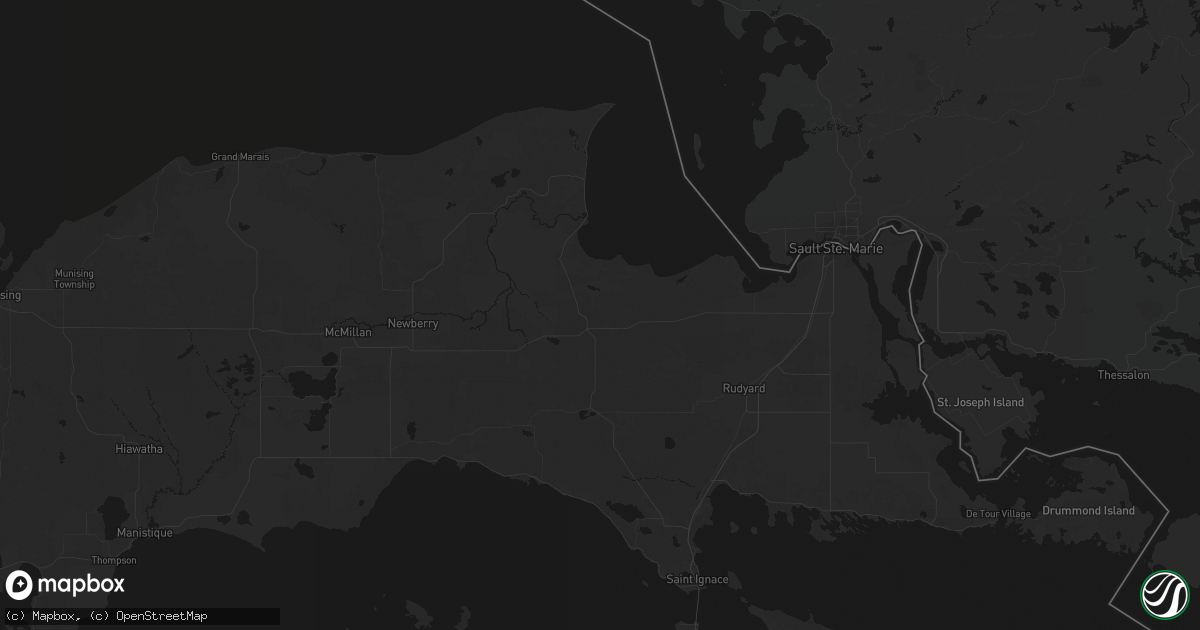 Hail map in Eckerman, MI on July 3, 2026