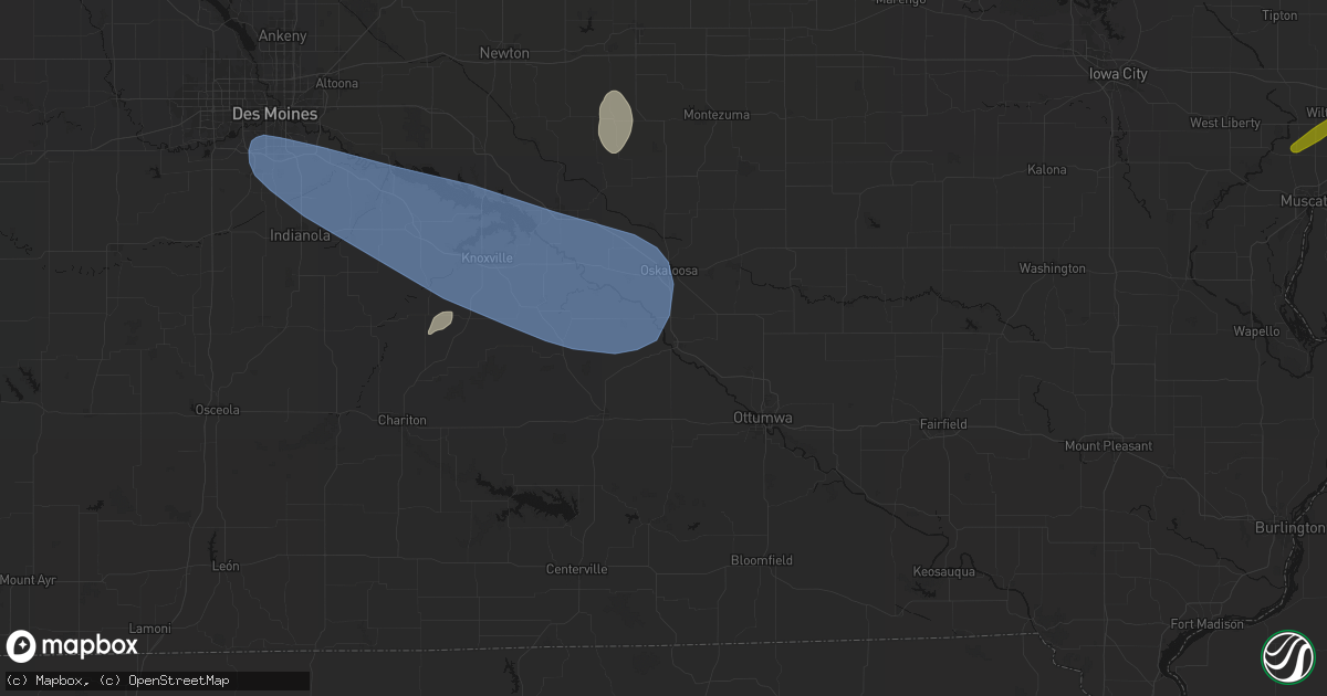 Hail map in Eddyville, IA on July 3, 2026