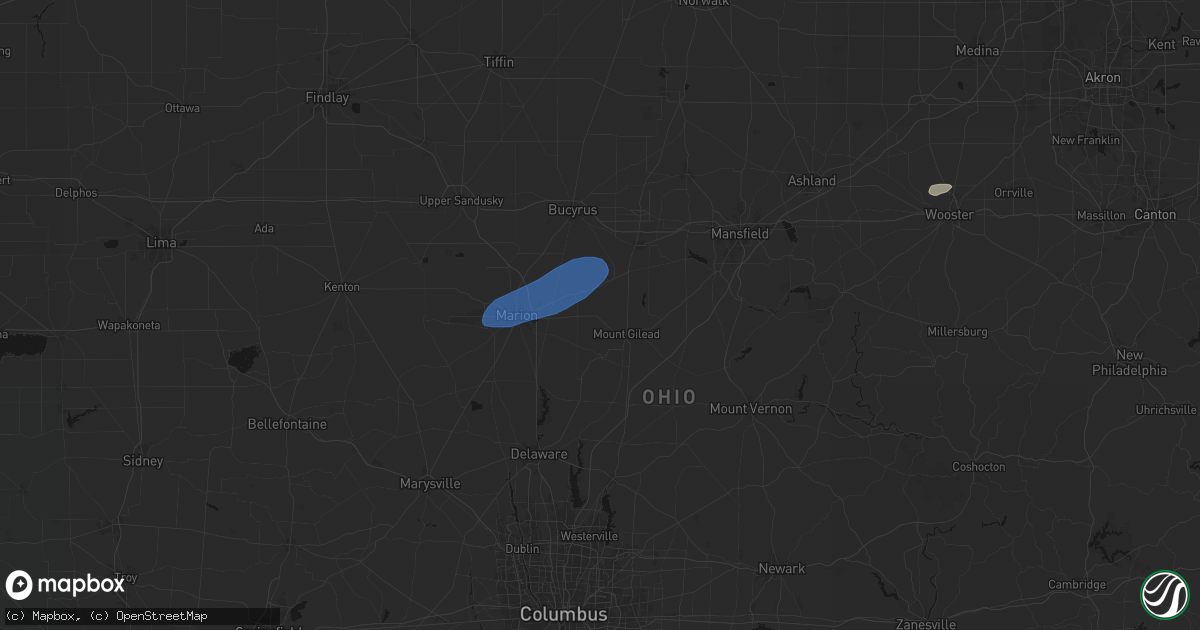 Hail map in Edison, OH on July 3, 2026