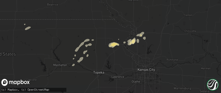 Hail map in Effingham, KS on July 3, 2026
