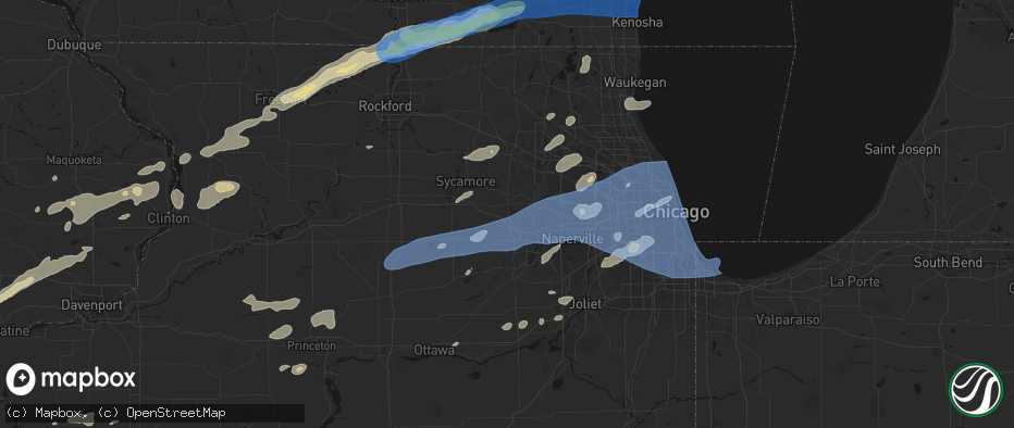 Hail map in Elburn, IL on July 3, 2026