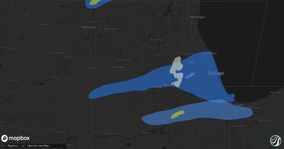 Hail map in Elburn, IL on July 3, 2026