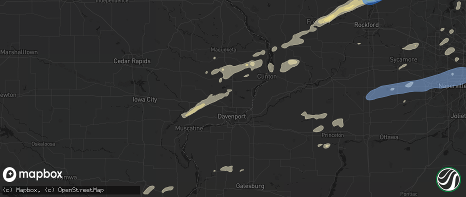 Hail map in Eldridge, IA on July 3, 2026