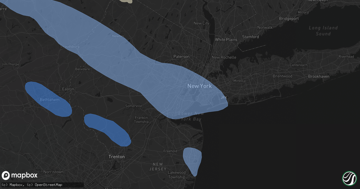 Hail map in Elizabethport, NJ on July 3, 2026