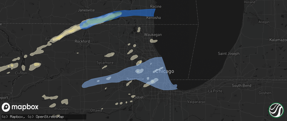 Hail map in Elk Grove Village, IL on July 3, 2026