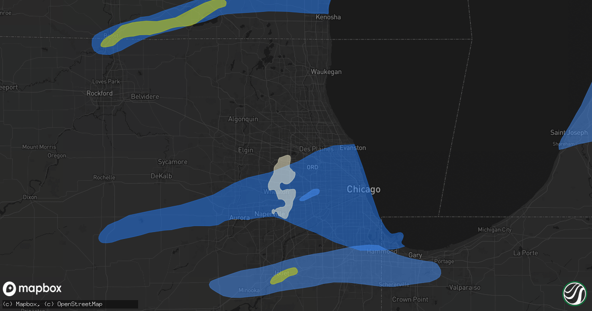 Hail map in Elk Grove Village, IL on July 3, 2026