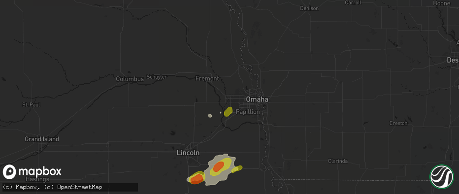 Hail map in Elkhorn, NE on July 3, 2026