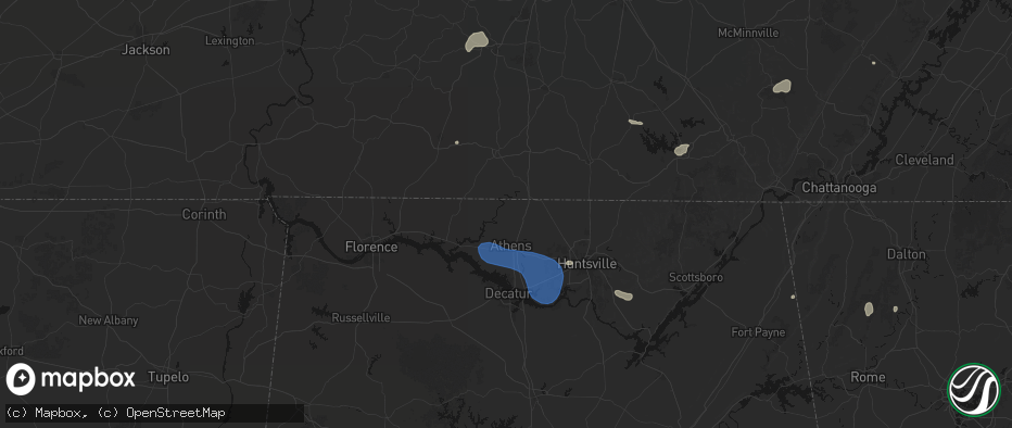 Hail map in Elkmont, AL on July 3, 2026