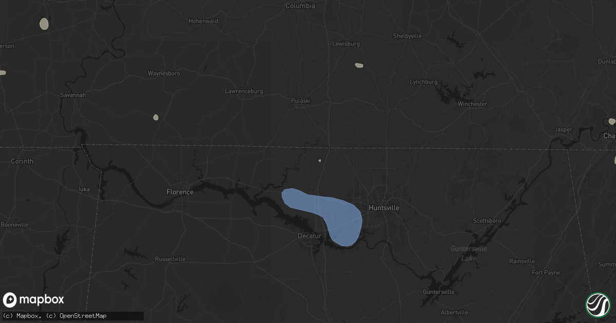 Hail map in Elkmont, AL on July 3, 2026