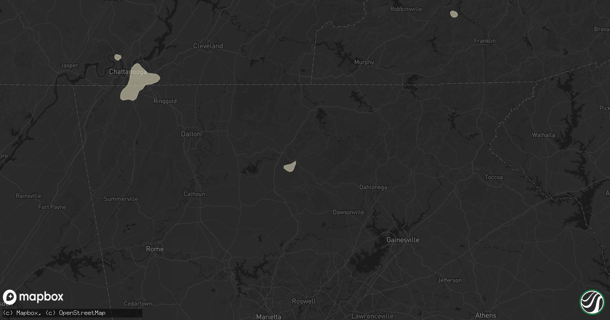 Hail map in Ellijay, GA on July 3, 2026