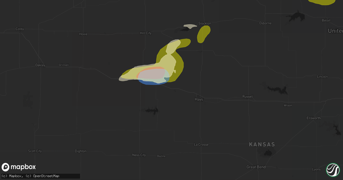 Hail map in Ellis, KS on July 3, 2026