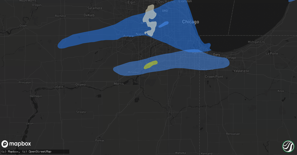 Hail map in Elwood, IL on July 3, 2026