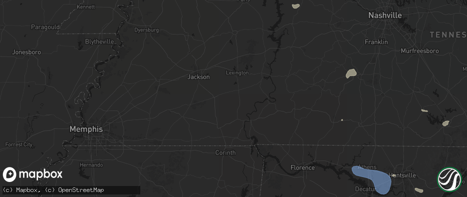 Hail map in Enville, TN on July 3, 2026