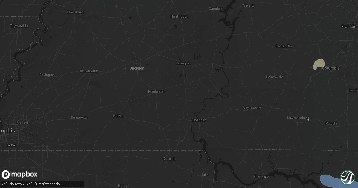 Hail map in Enville, TN on July 3, 2026