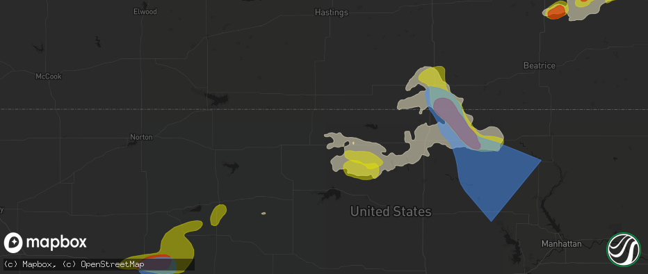 Hail map in Esbon, KS on July 3, 2026