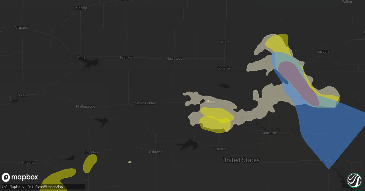 Hail map in Esbon, KS on July 3, 2026
