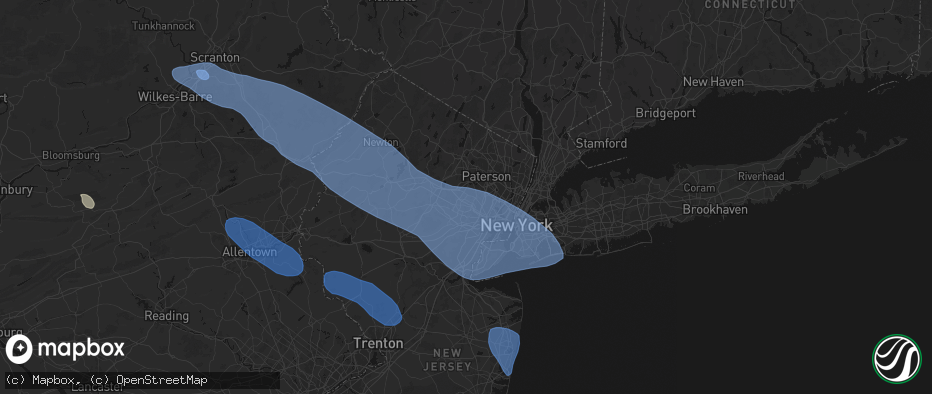 Hail map in Essex Fells, NJ on July 3, 2026