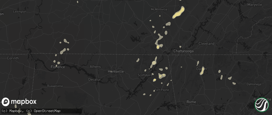 Hail map in Estillfork, AL on July 3, 2026