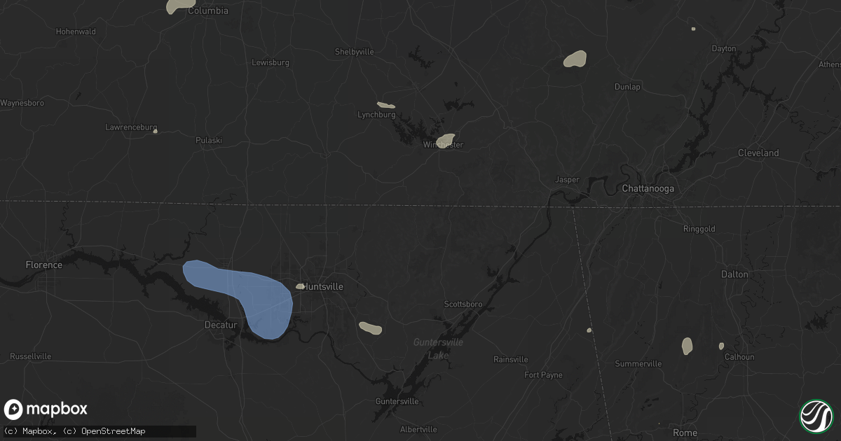 Hail map in Estillfork, AL on July 3, 2026