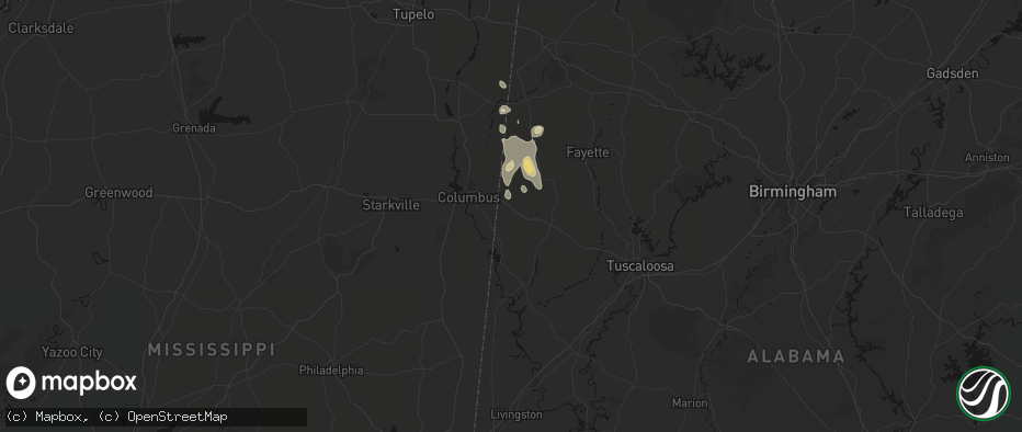 Hail map in Ethelsville, AL on July 3, 2026